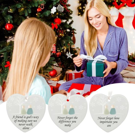 Heart-Shaped Sea Glass Friendship Decor Ceramic Heart Ornament Friendship Keepsake Sea Glass Art Christmas Tree Hanging Ornament for Best Friends
