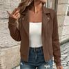 Women's Casual Color Long Sleeve Zipper Jacket Loose Fit Lightweight Outerwear