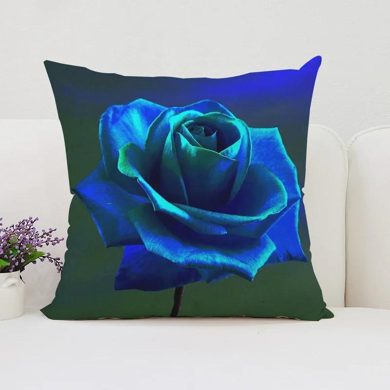 Decorative Pillow Cover For Living Room Cushions Roses Flowers Bed Pillowcases Aesthetic Room Decoration Cushion Covers