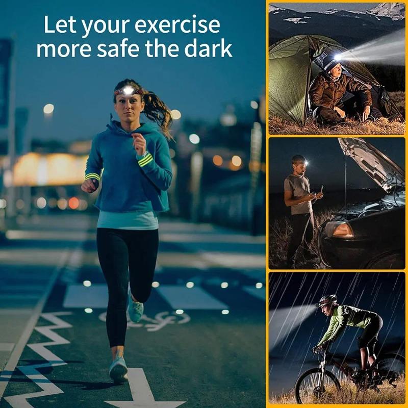 1200mAh Ultra Bright LED Rechargeable Headlight with Motion Sensor and 8 Lighting Modes Suitable for Outdoor Camping, Running, and Fishing