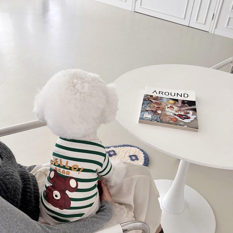 Japanese and Korean Style Dog Clothes Spring Versatile Love German Velvet Bottoming Shirt Teddy Bear Small and Medium Dog Pet Clothes