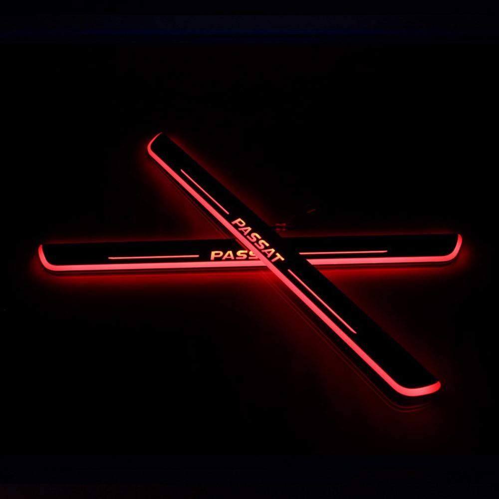 

4 шт. для Passat B6 B7 B8 2006-2019 акриловая движущаяся светодиодная педаль приветствия автомобиля накладка на педаль порога свет красный