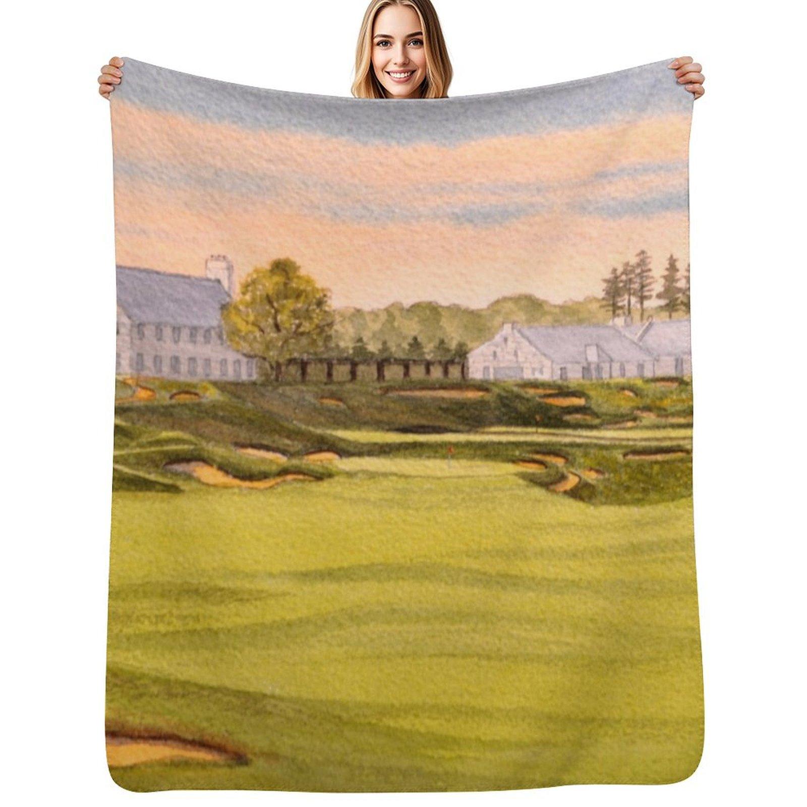 Whistling Straits Golf Course 9th And 18th Greens Throw Blanket Cozy Microfiber Throw Blanket for Home Bedroom 75x100cm