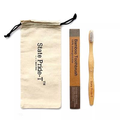 Cepillo de dientes de bambú para adultos con funda de algodón,