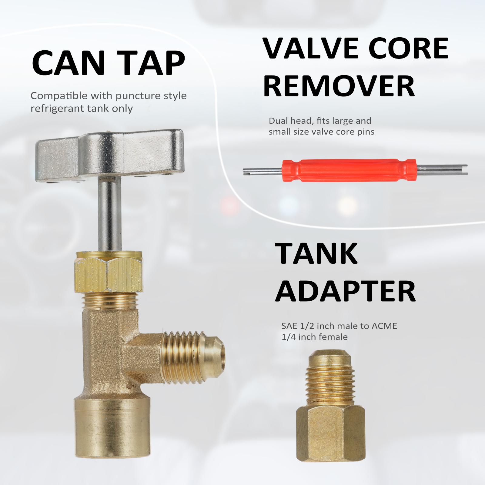

A C R134A Adapter Set with Puncture Style R134A Can Tap, AC R134A Quick Coupler Hose Connector Fitting Kit with Tank різнокольоровий