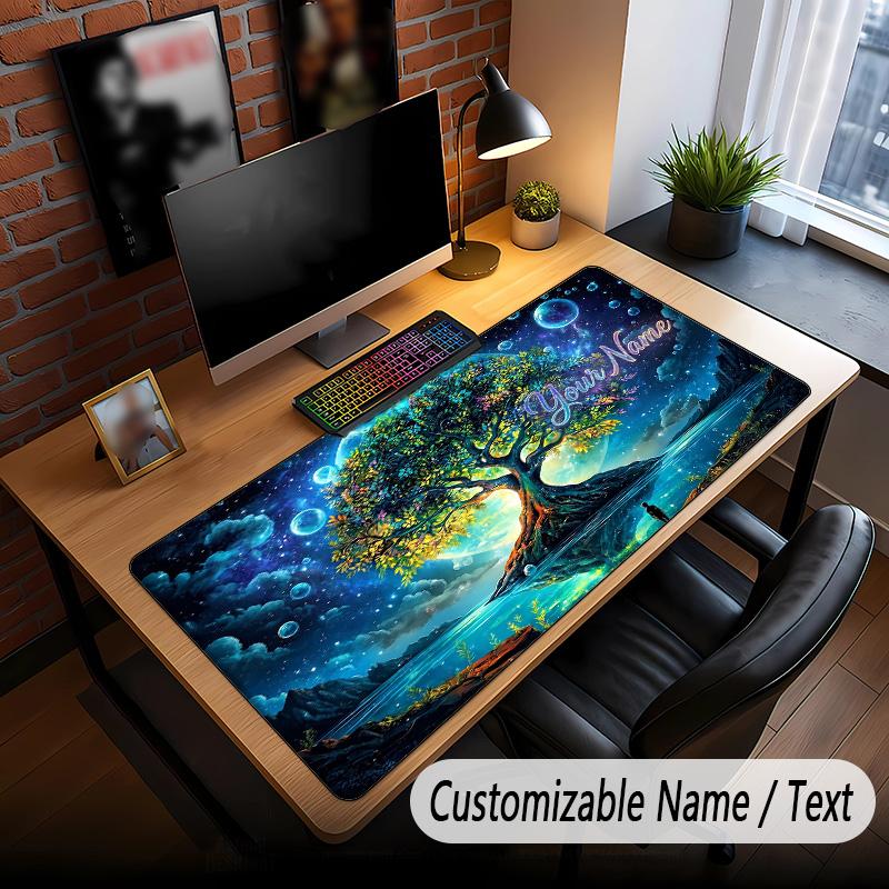 Tree of Life Theme Custom Mouse Pad Personalized With Name Text Customized Desk Mat For Office Home Decor