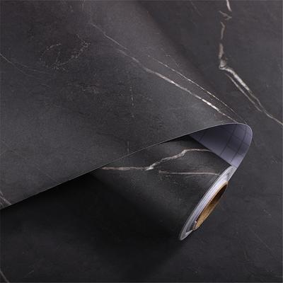 Mattethick Black Marble Pattern Self-Adhesive Wall Cover Water-Repellent Film Furniture Kitchen Countertop Oil-Proof Rock Wall Sticker