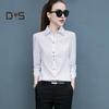Women Shirt Lapel Long Sleeve Solid Color Single Breasted Shirt Tops Office Lady Shirt Work Daily Wear