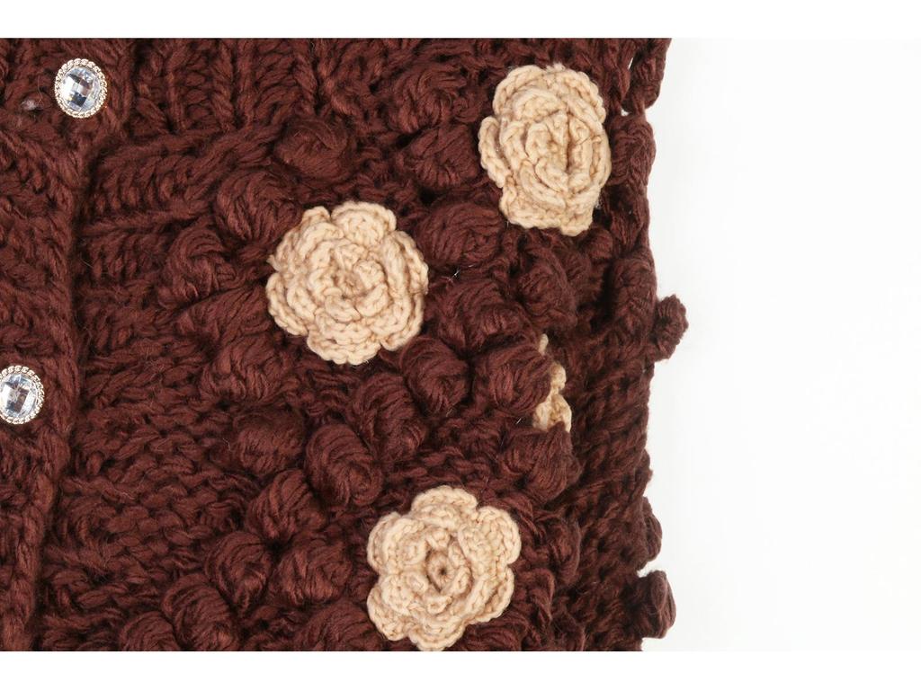 French Chic Age-Defying 3D Floral Chunky Knit Cardigan – Autumn/Winter Sweater Coat