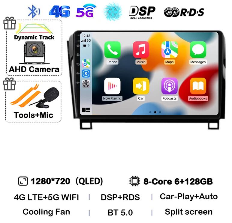 Android 14 Car Radio GPS Audio For Toyota Tundra XK50 2007-2013 Sequoia XK60 2008-2017 Multimedia Video Player Navigation Stereo
