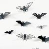 24Pcs Halloween Bat Wall Decor Living Room 3D Halloween Home Decor Gothic Hollow PVC Wall Decorations Horror Black Bat Stickers for Classroom Decor