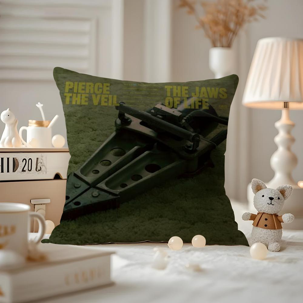Pierce The Veil Cushion Cover Anti-dustmite Pillowcase Invisible Zipper Silky Short Plush Sofa Cushion Cover