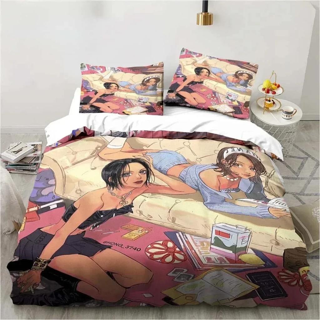 3D Print Cartoons Black Stone NANA Manga Bedding Set Printed With Pillowcase Duvet Cover Soft Queen King Size Bedclothes Home