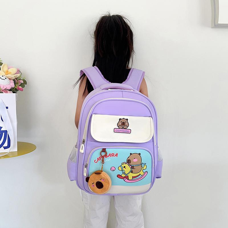 Childrens Capybara Learning And Playing Pattern Cartoon Backpack For Kindergarten And Primary School Students