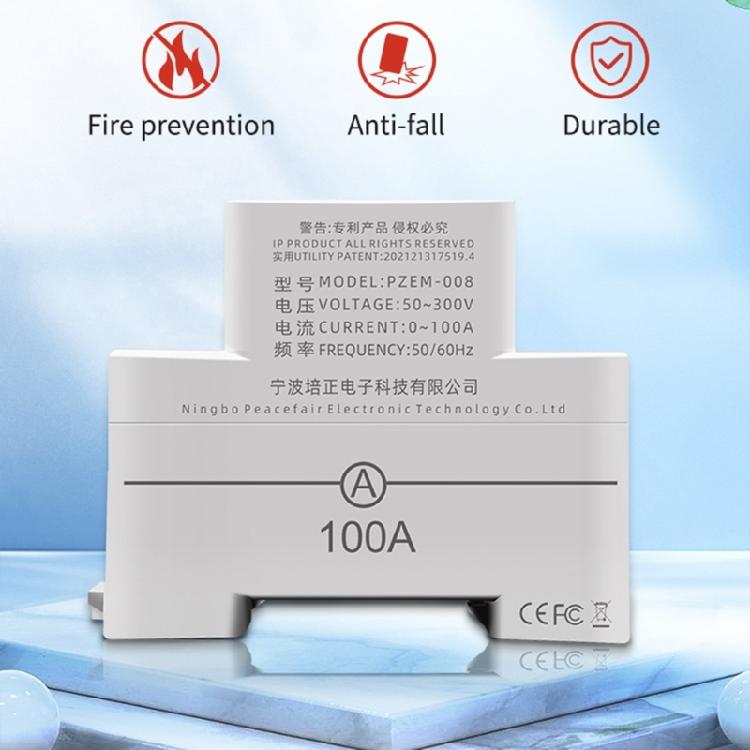 Single Phase Energy Meter Din Rail Electricity Usage Monitors AC50-300Volt 0-100A Voltmeter Ammeter Watt Kwh