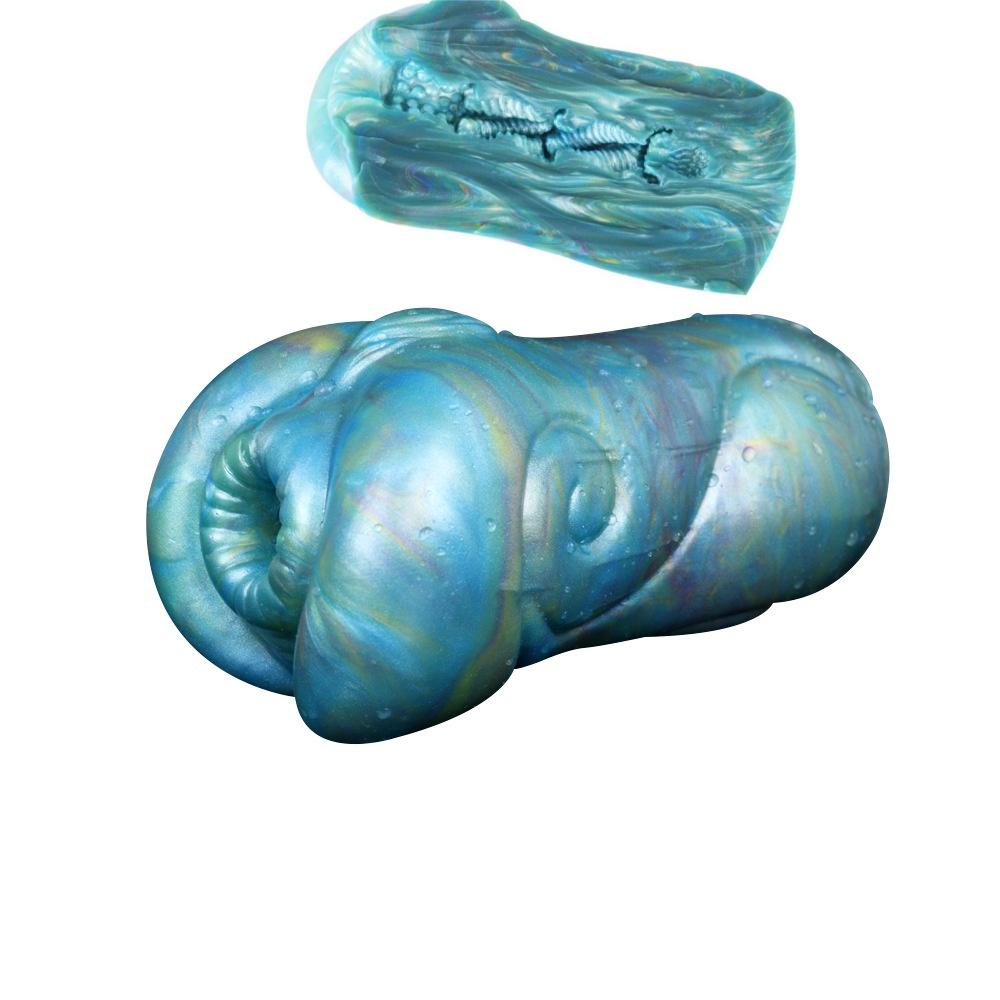 Masturbation Cup Bizarre Shapes Sex Toys For Men Simulated Animal Wolf Vagina 560g 16cm Blue Liquid Silicone Sex Dolls