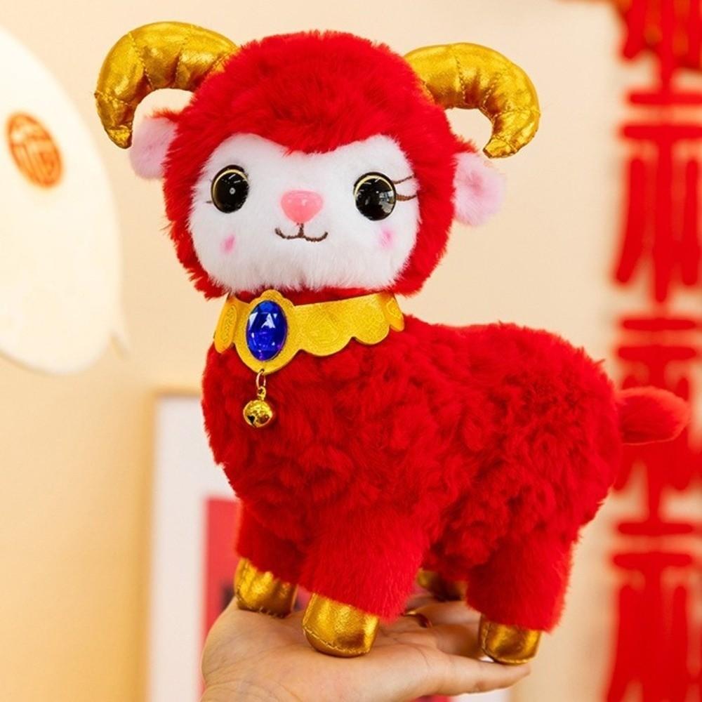 Lucky Plush Animal Toy Cartoon Zodiac Sheep Doll Sheep Mascot Doll Chinese New Year Gift