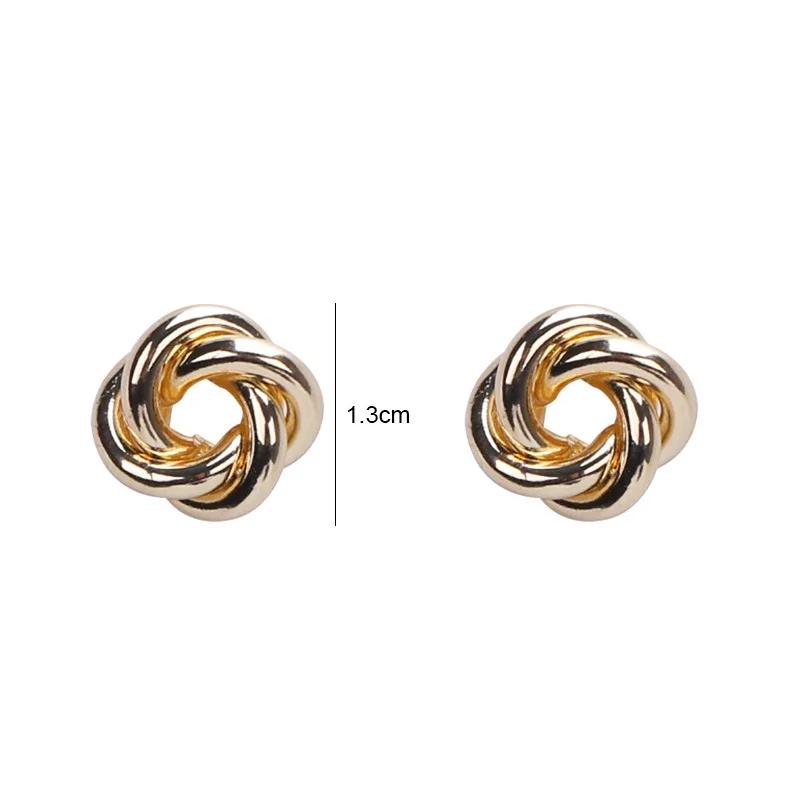 Classic Simple Geometric Circles Twist Stud Earrings for Women Personality Trend Hip Hop Rock Temperament Jewelry Accessory Gift