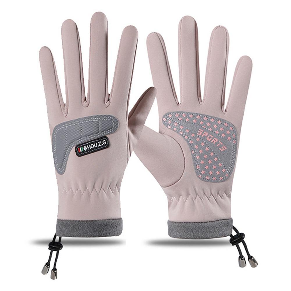 Drawstring Cycling Children's Gloves Keep Warm Fleece Lined Anti Slip Gloves Autumn Winter Style Thicken Outdoor Play Gloves