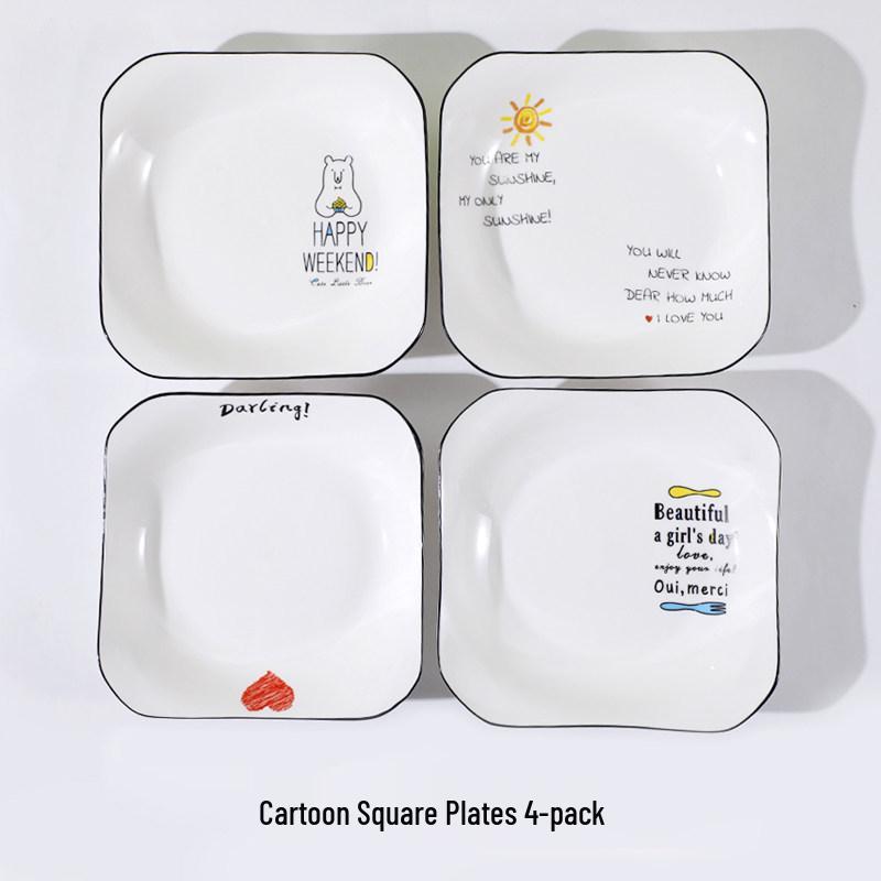 Microwaveable Creative Cartoon Ceramic Plate Set for Breakfast & Fruits