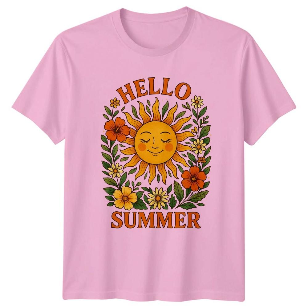 Hello Summer TShirt Retro Groovy Seasonal Summer Vacation Gift For Him And Her