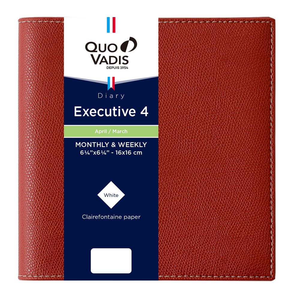 QUOVADIS Diary Executive 4/Club 2026 April Start Weekly Vertical Square 16x16cm Bordeaux qv66202bx