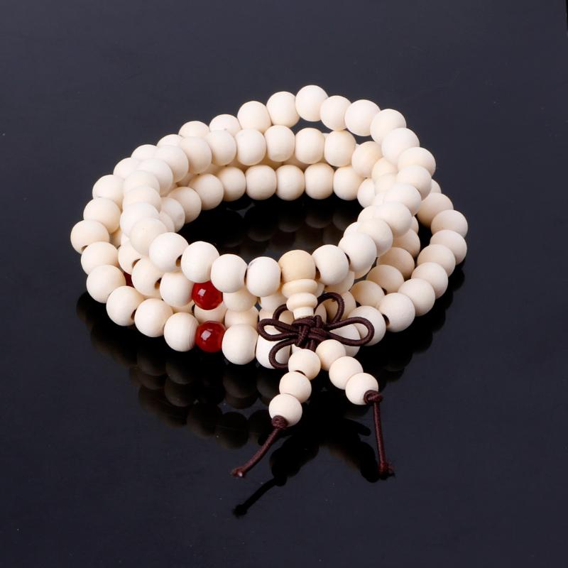 Natural Sandalwood 8mm Beads Bracelets 108 Wood Beads Buddha Prayer Jewelry