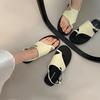 Fashion 2025 New Soft-soled Thin Strap Flat Toe Sandals Women's Summer New Round Head One-line Strap Outward Anti-wear Cool Sandals