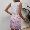 Sleeveless Floral Print Dress Women Casual Summer Round Neck Lightweight Bodycon Midi Dress with Side Slit for Daily Wear