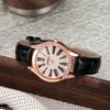 Ladies' fashionable and high-value Roman numeral scale circular dial exquisite leather strap quartz watch.