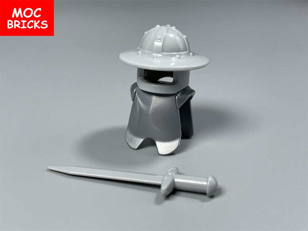 5sets/lot MOC Bricks Medieval Knights Hero Armor Paint Helmet sword warrior soldier Educational Building Blocks Toys