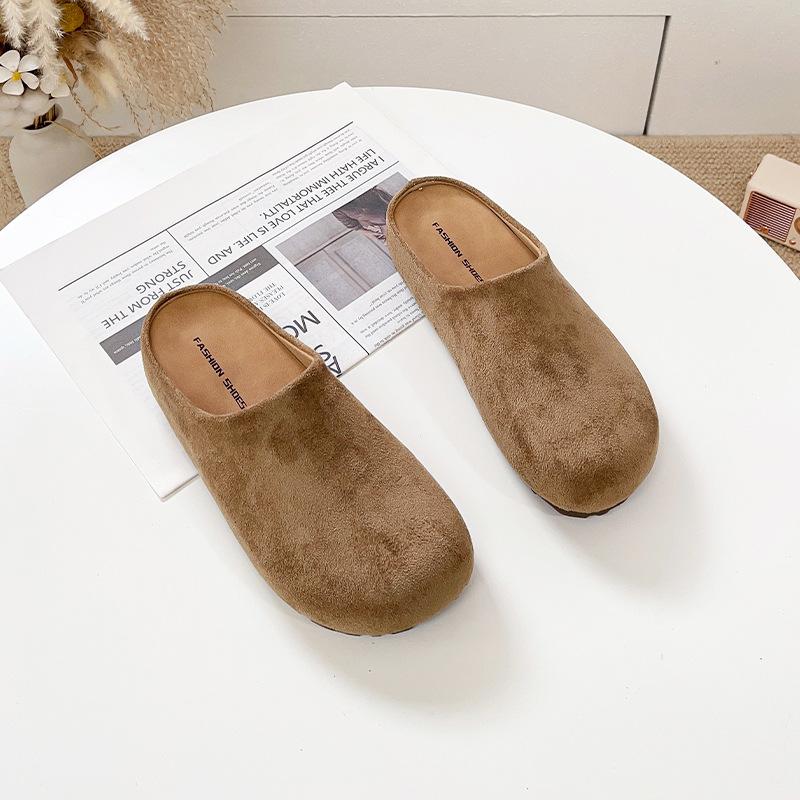 Korean French retro outer wear Boken shoes slippers one pedal versatile casual half drag early spring new bag head drag women