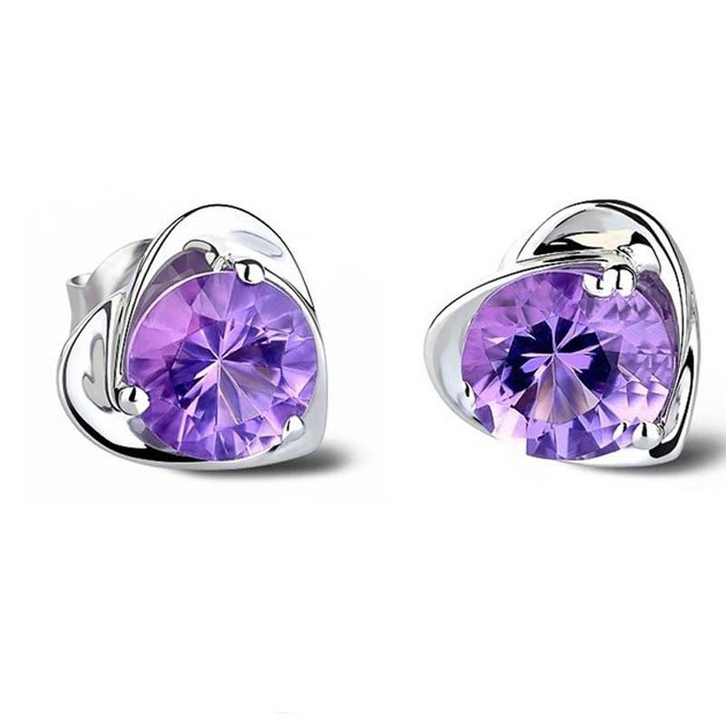 Korean Style Heart Stud Earrings and Ear Cuffs for Women - Imitation Silver Jewelry Gift