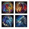 Full Embroidery Cotton Thread 11CT Printed Stained Glass Dragon Cross Stitch