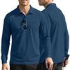 Men S Loose Fit Long Sleeve Solid Mesh Fabric Turn Down Collar Casual Outdoor Sport Polo Shirt