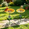 Xiaobudian Metal Sunflower Bee Feeder, Lotus Leaf Butterfly Cup, Outdoor Watering Station, Pollinators Bath Bowl for Garden Yard Lawn Decor