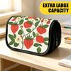 Double Layer Large Pencil Case, Vibrant Printed Pencil Pouch with Strawberry Garden Design, Fashion Storage Bag, Portable Pencil Case with Zipper, Dur