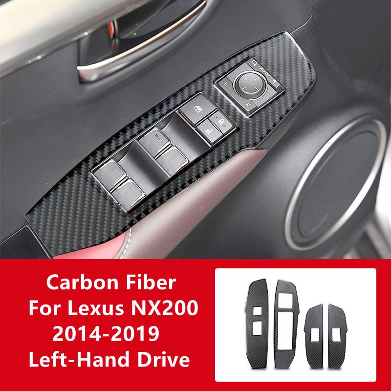 Car Door Handle Windows Control Panel Decorative Cover Trim Strips Carbon Fiber Sticker For Lexus NX200 Car Interior