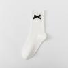 Ladies Fall Bow Ballet Style Solid Color Vertical Stripe Mid Tube Cotton Socks