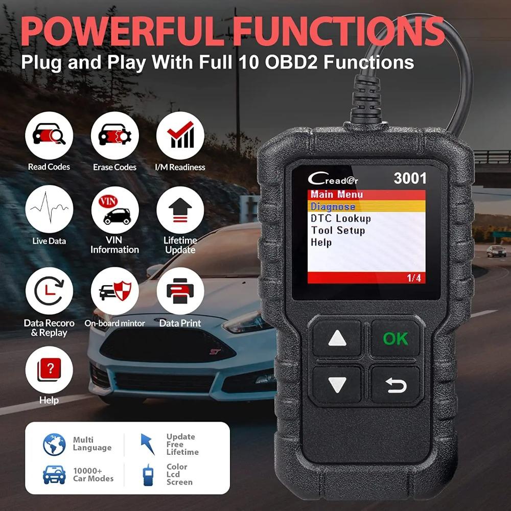 X431 Creader 3001 OBD2 scanner Provide OBDII/EOBD full function CR3001 Diagnostic tool PK ELM327 code reader tool