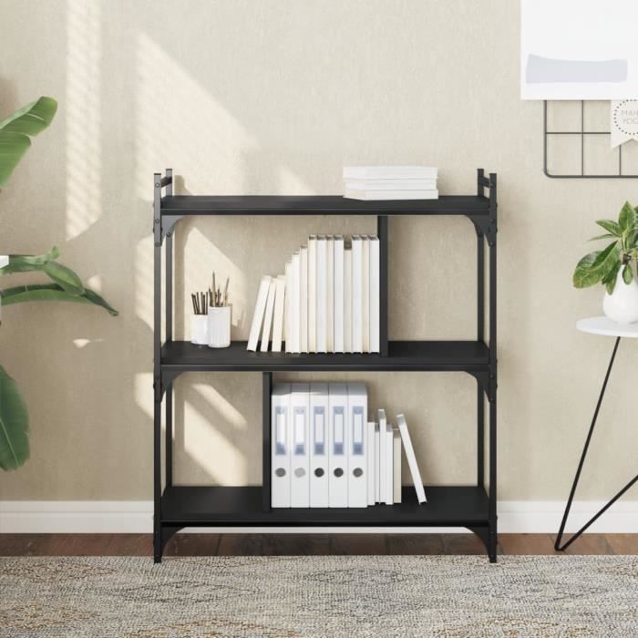 VidaXL 3-Tier Bookcase Black 76x32x88 Cm Engineered Wood 833930
