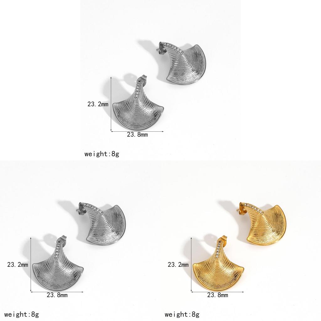 Brincos de Pino Geométricos de Aço Inoxidável com Detalhes de Diamante para Mulheres