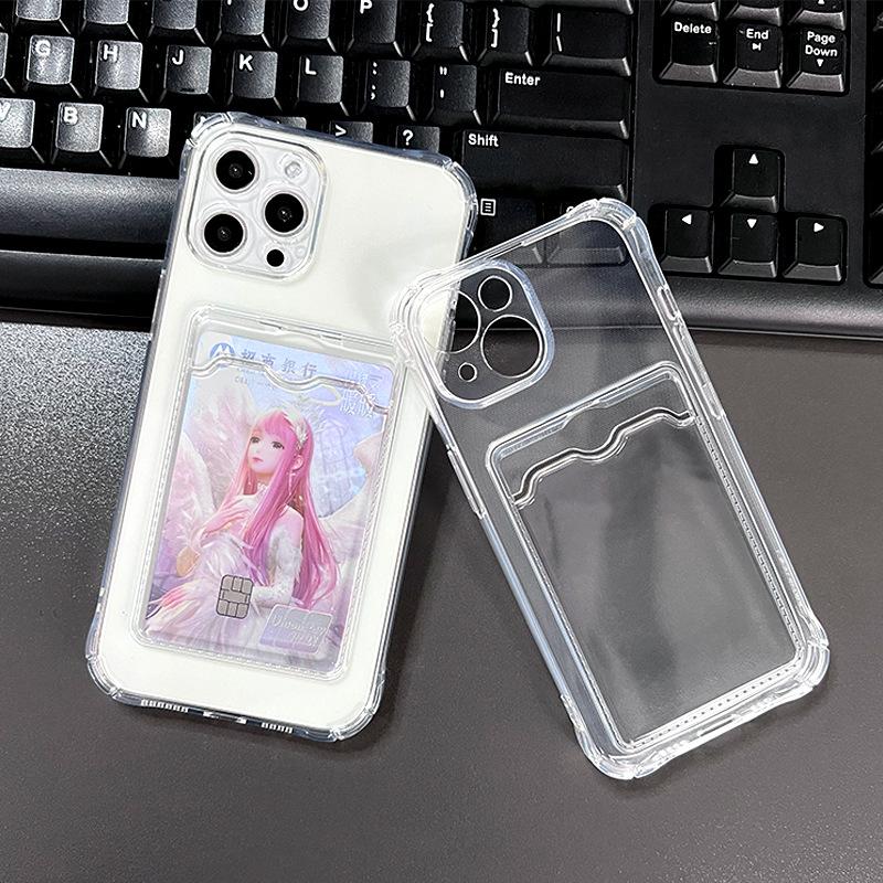 Card Bag Apple 16 Mobile Phone Case Suitable for IPhone 14 Pluggable Card 12Pro Transparent 15 Soft Case 7/8