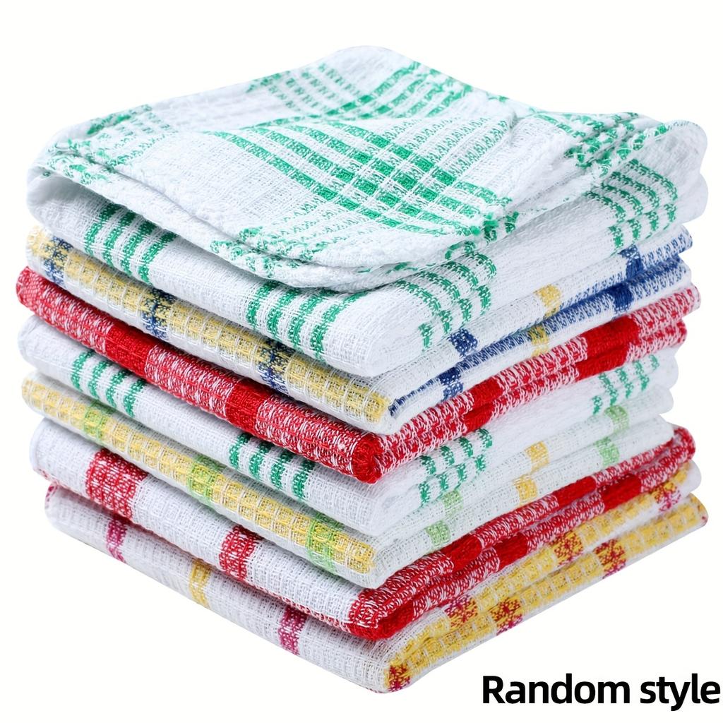 10pcs Dishcloths Waffle-pattern Plaid Kitchen Towels Kitchen Housekeeping Cleaning Cloth Highly Absorbent Quick-drying Lint-free