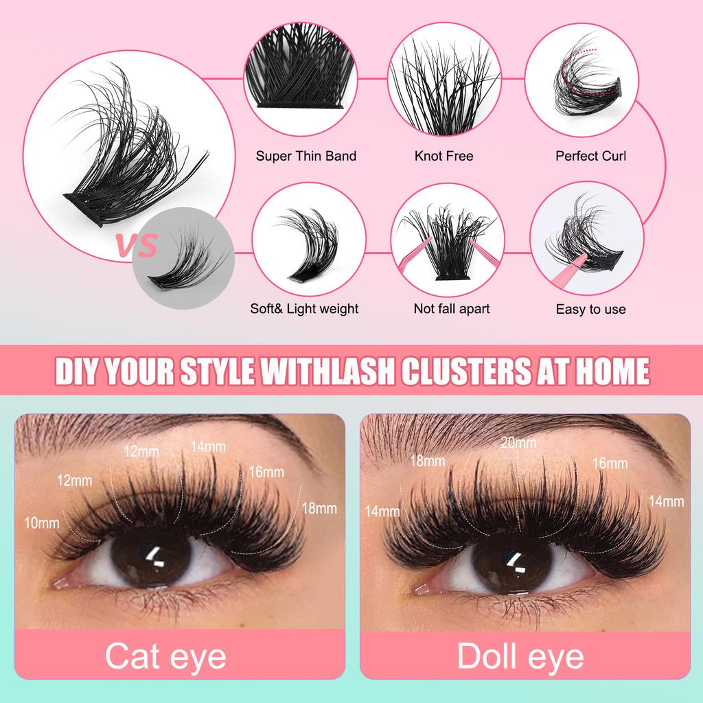 270 Clusters 60D80D100D Thick False Eyelash Set Natural Diy Segmented Single Cluster Eyelashes
