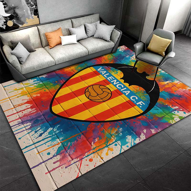 Valencia CF Colorful Logo Carpet suitable as a non-slip mat for the living room or bedroom sofa