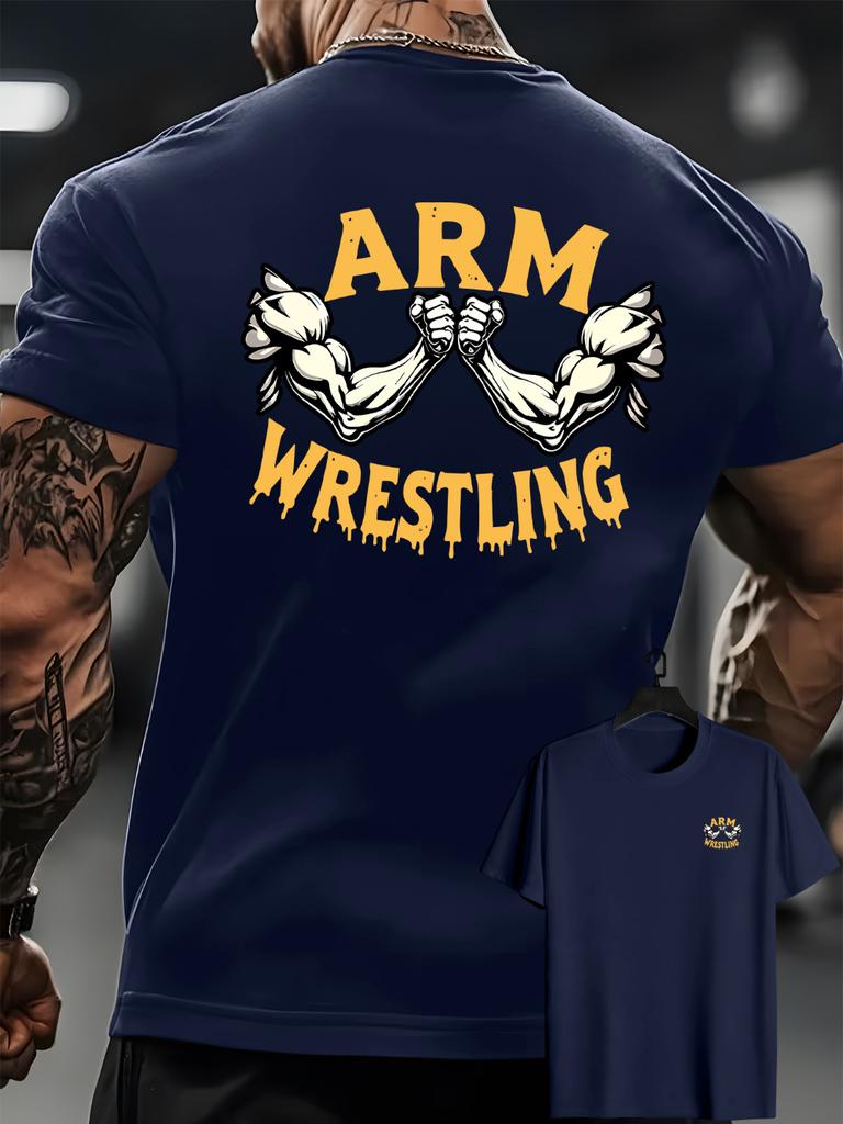 UnisexS Casual TShirt Featuring Arm Strength Graphics On The Front and Back ShortSleeve Unisexs Tshirts for Summer Unisex