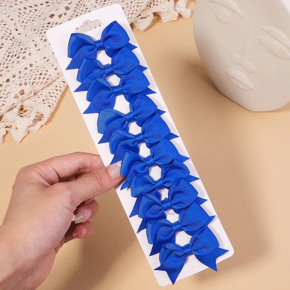 10Pcs/Set Solid Color Grosgrain Ribbon Hairpins for Kids Bows Hair Clips Boutique Handmade Headwear Girls Baby Hair Accessories