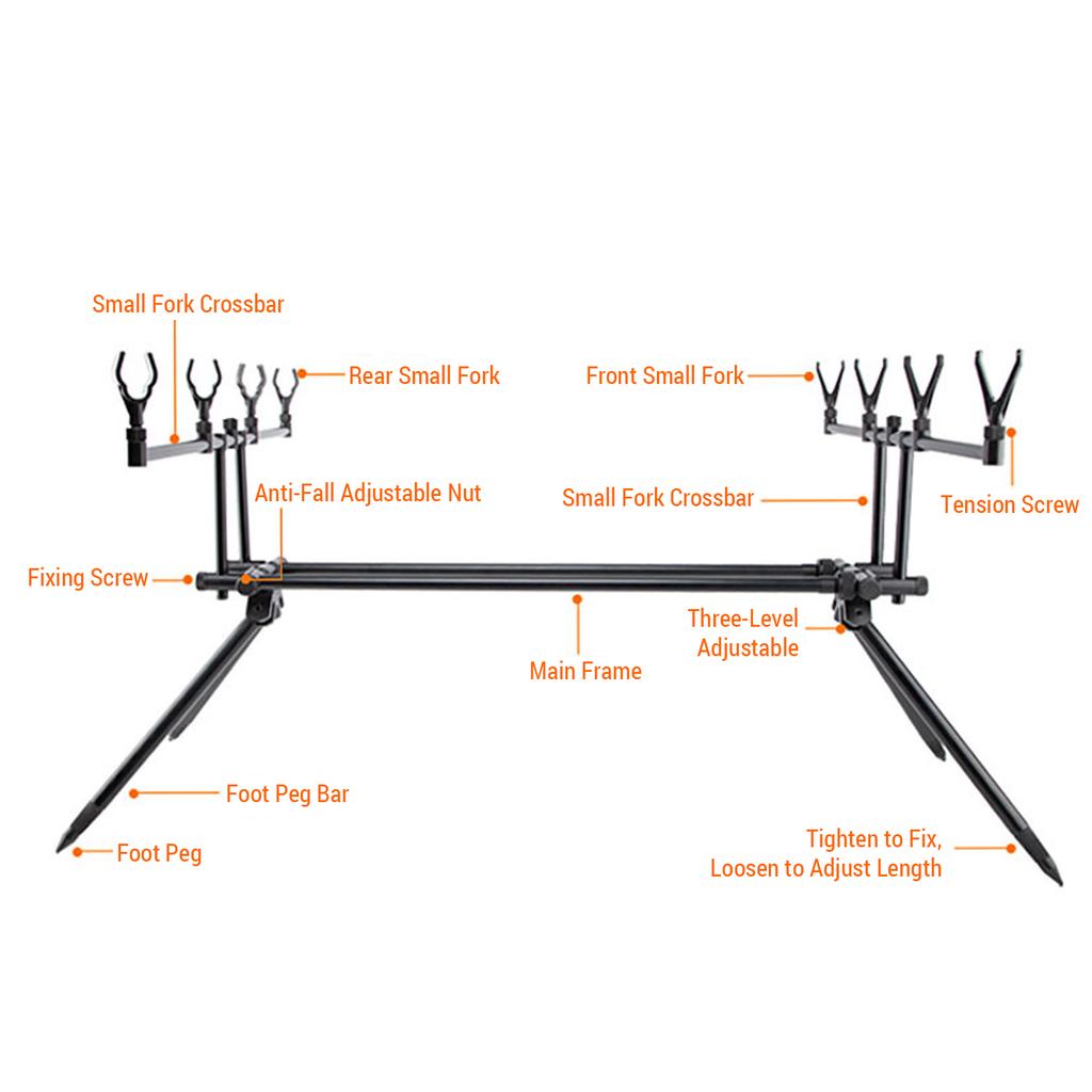 Retractable Fishing Rod Stand Detachable Metal Adjustable Casting Rods Holder