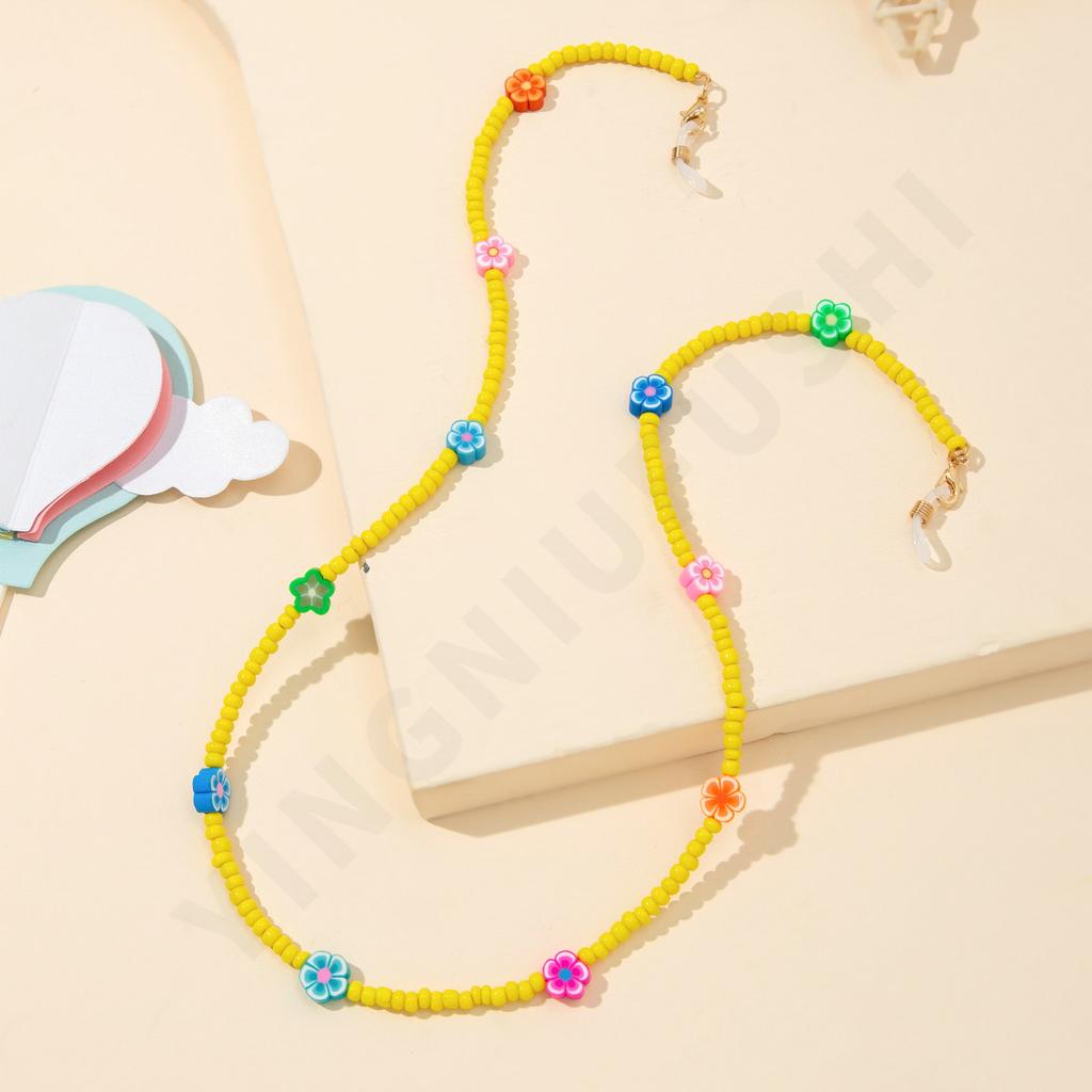 Candy Color Soft Pottery Mask Rope Glasses Chain, Colored Crystal Neck Mask Chain Anti-lost Glasses Rope